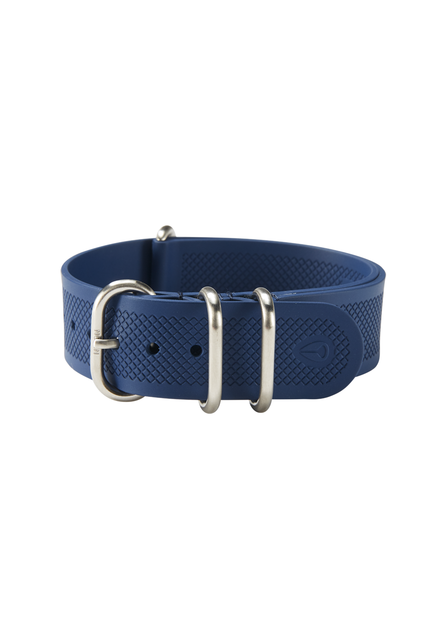 20mm FKM Rubber One Piece Band - Bleu marine / bleu View 2