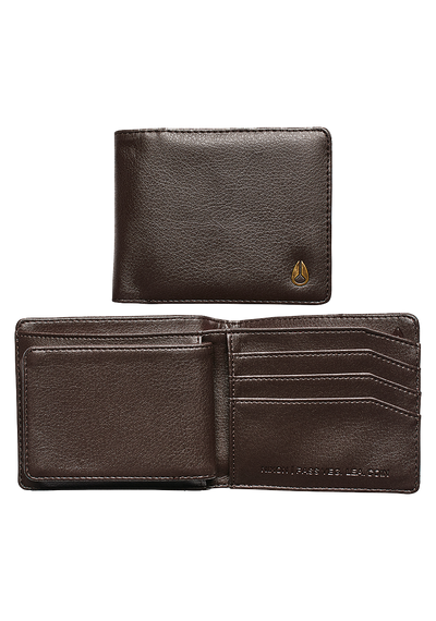 Portefeuille avec porte-monnaie Pass en cuir végan - Marron