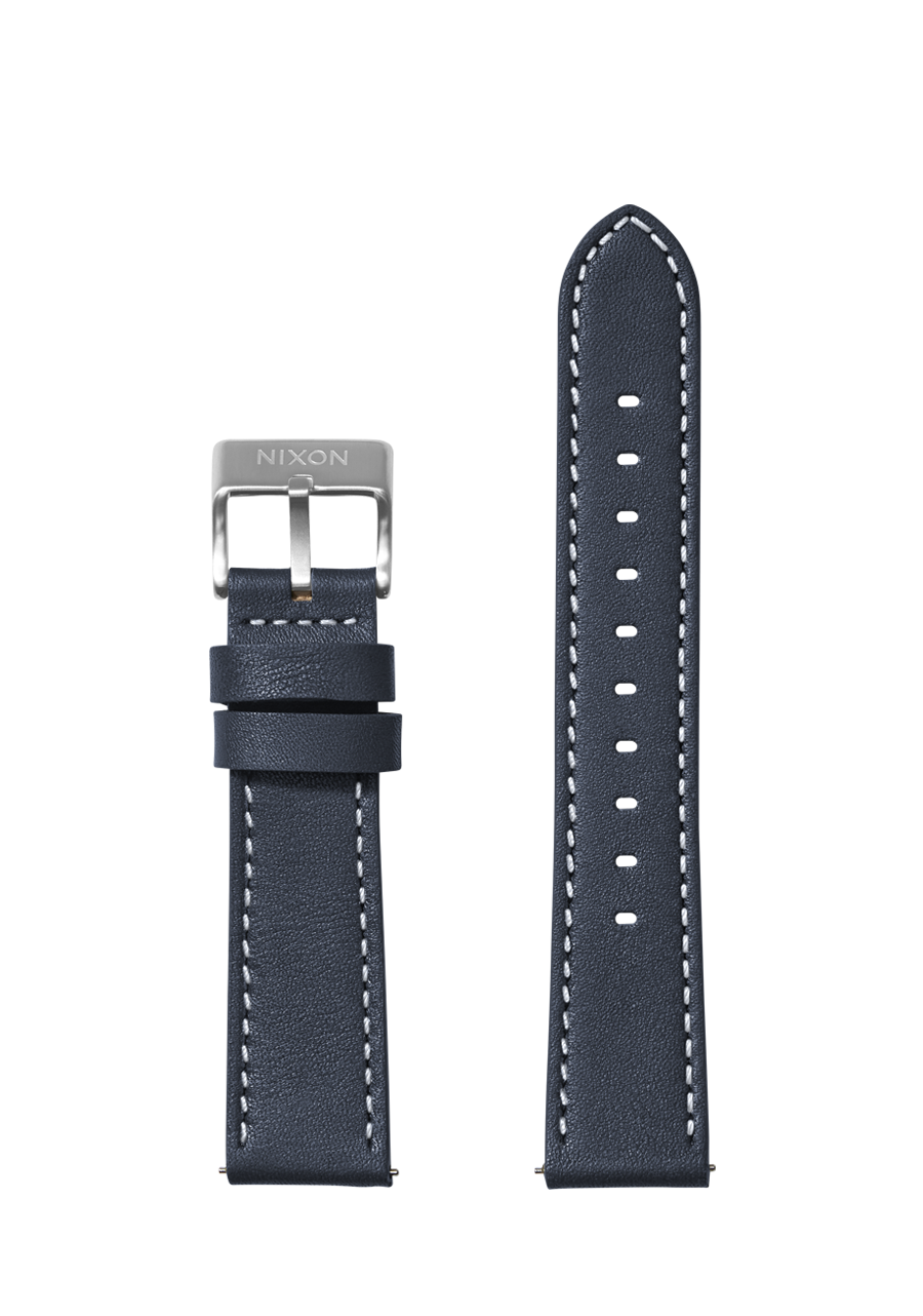 23mm Stitched Leather Band - Navy View 1