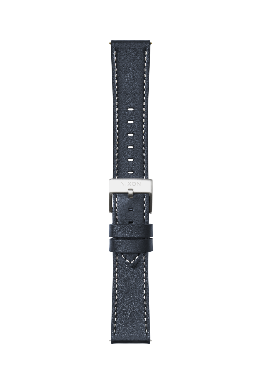 23mm Stitched Leather Band - Navy View 2