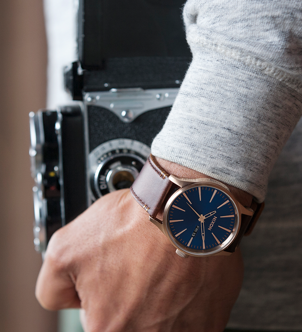 Sentry Leather - Rose Gold / Navy / Brown