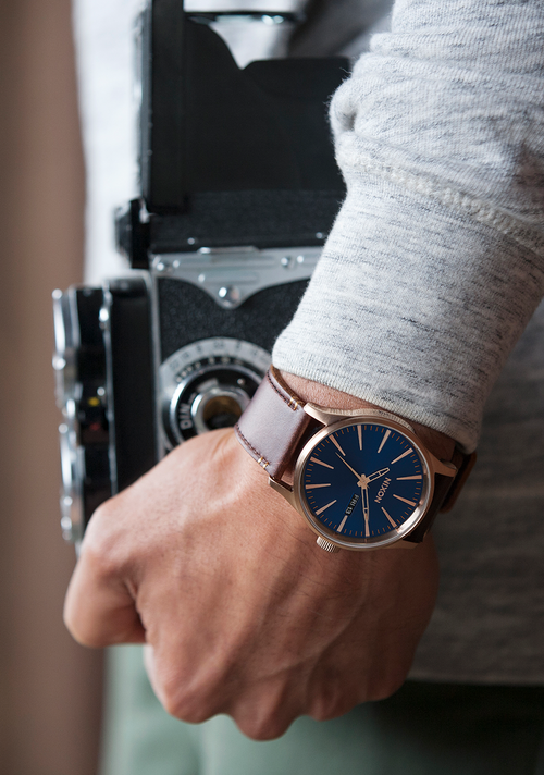 Sentry Leather - Rose Gold / Navy / Brown