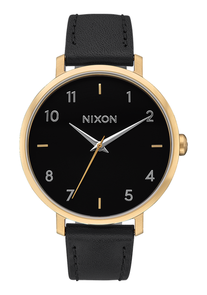 Arrow Leather Watch Gold Black Leather – Nixon EU