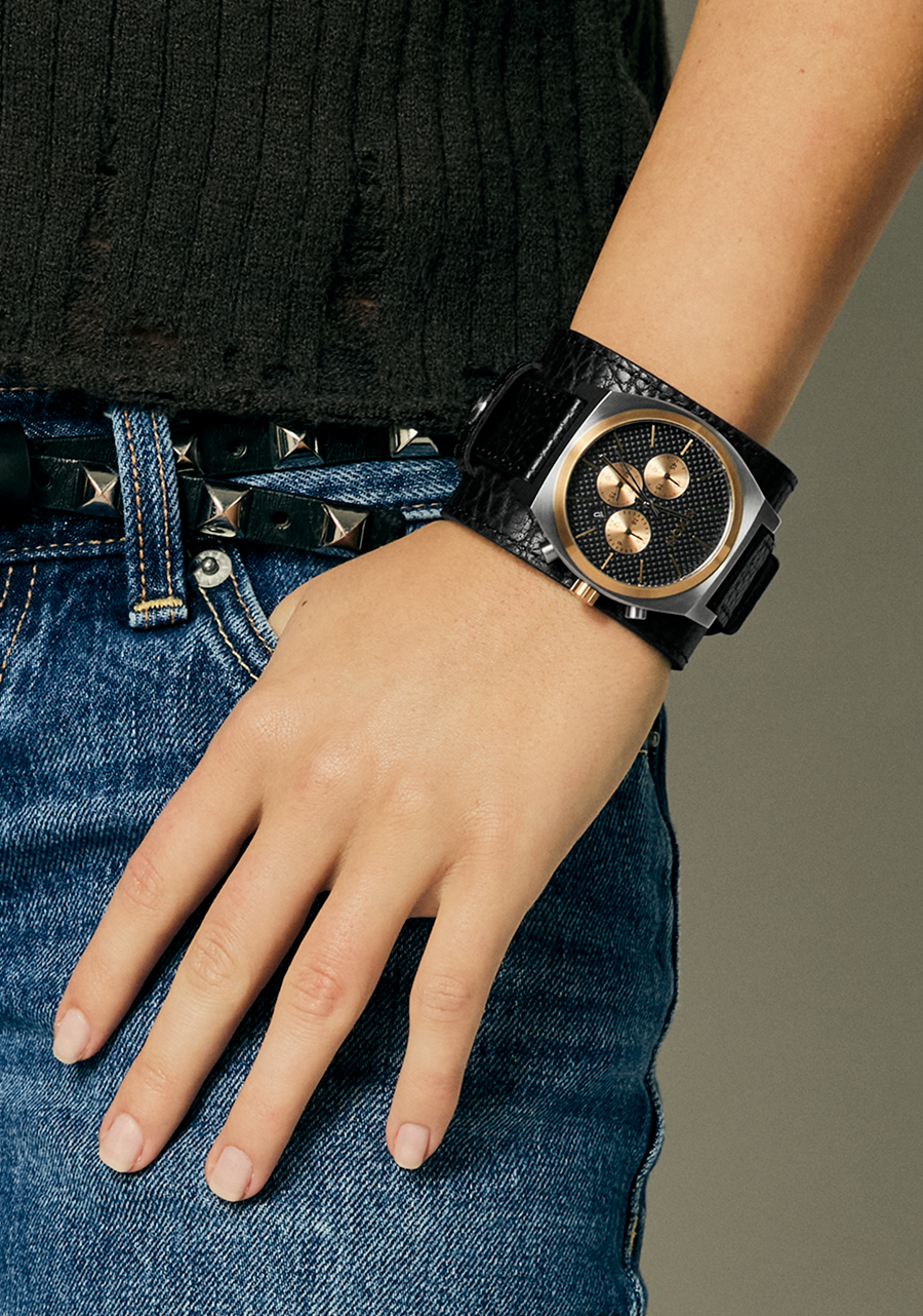 Time Teller Chrono Cuir - Argent / Or rose / Noir View 10