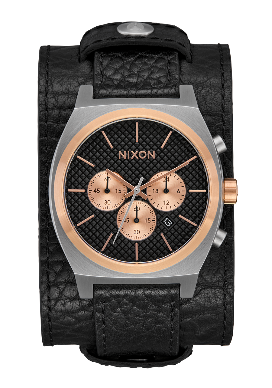 Time Teller Chrono Cuir - Argent / Or rose / Noir View 1