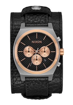 Time Teller Chrono Cuir - Argent / Or rose / Noir