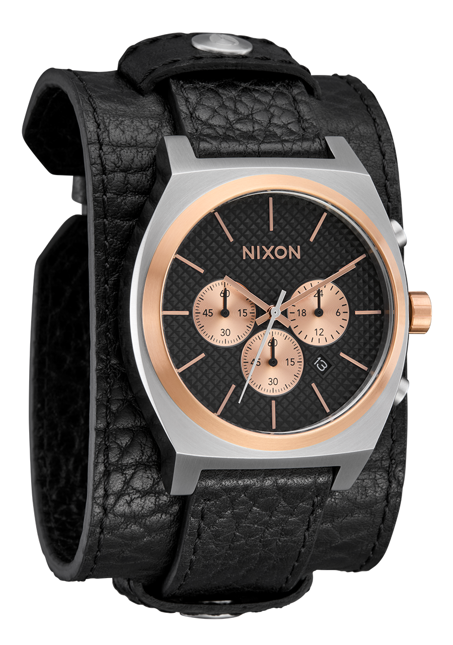 Time Teller Chrono Cuir - Argent / Or rose / Noir View 2