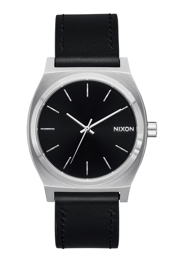 Time Teller Cuir - Argent / Noir