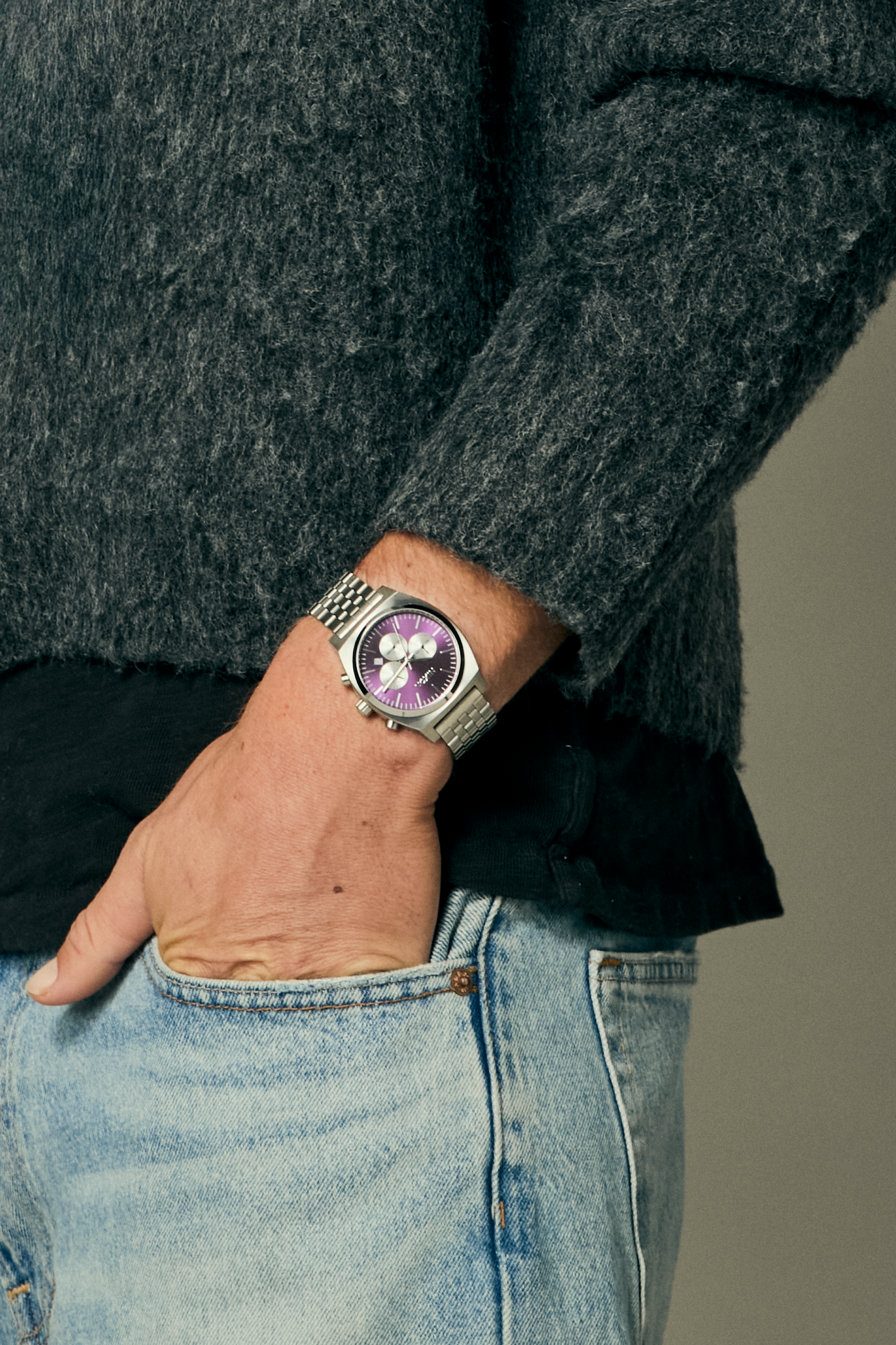 Time Teller Chrono - Silver / Purple Sunray View 9