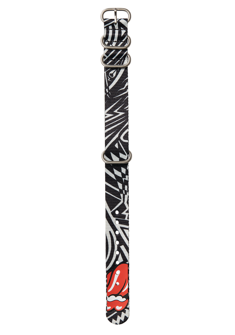 Rolling Stones 20mm Bracelet Monobloc Recyclé - Noir / Gris
