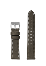 20mm Stitched Leather Band - Vert olive
