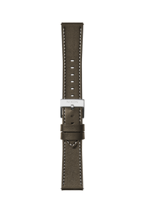 20mm Stitched Leather Band - Vert olive View 2