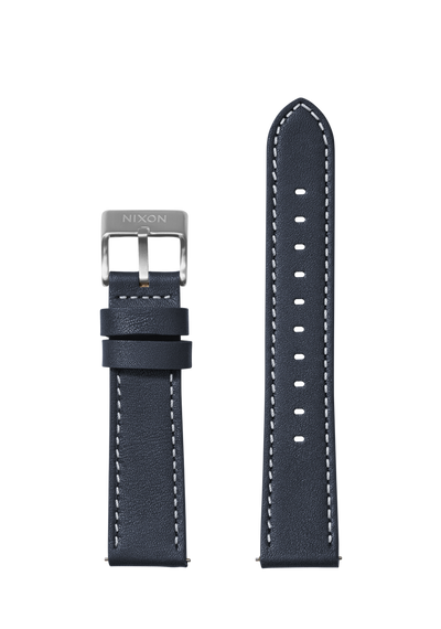 20mm Stitched Leather Band - Bleu marine