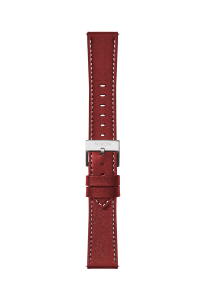 20mm Stitched Leather Band - Cranberry View 2