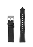23mm Stitched Leather Band - Black