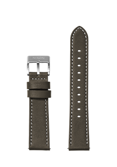 23mm Stitched Leather Band - Vert olive