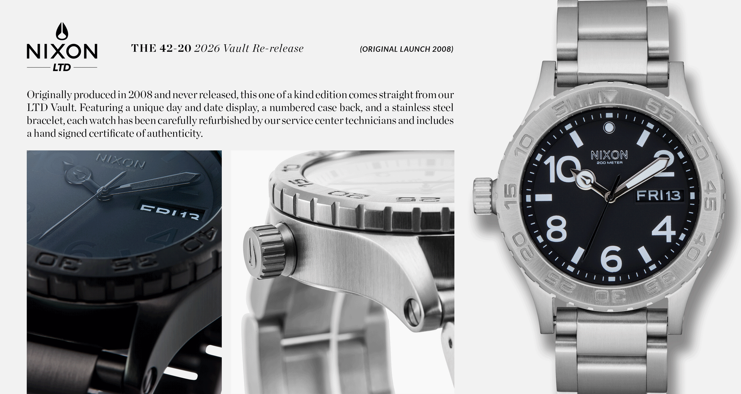 Nixon Vault 41-20 GIF showing different color options available in new watch.