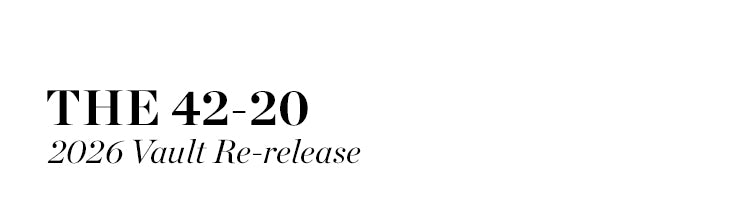 Text on a white background reading 'THE 42-20' and '2026 Vault Re-release' in black serif and italic lettering.
